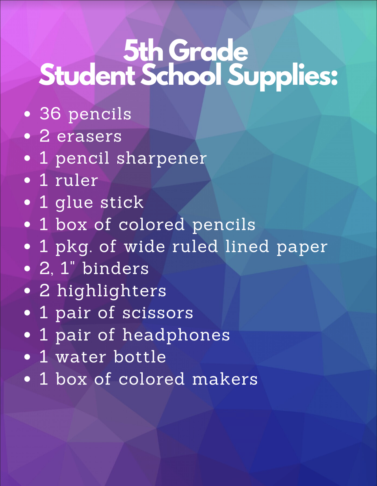 Suppply List