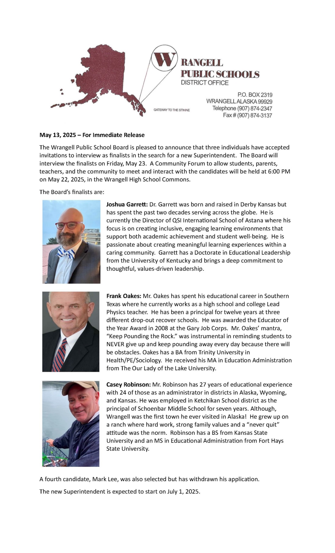 Superintendent Finalists